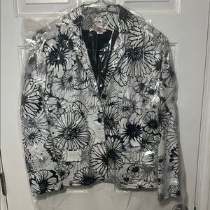 Chico's Black and White Floral Blazer